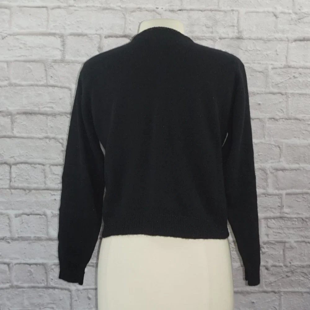 Vintage 90s Lambswool Angora Beaded Cardigan Sweater - Picture 4 of 8